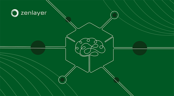 Brain inside a cube with nodes branching out, illustration